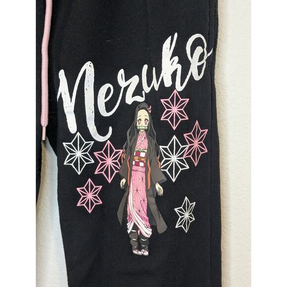 Demon Slayer Mezuko Japanese Anime Black Soot Sweat Pants Womens Size Small - Picture 3 of 8